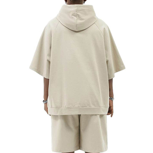 Ensemble de sweats à capuche et de shorts pour hommes, vêtements de gym, 100% coton, avec logo personnalisé et manches longues, léger - Product Image 4