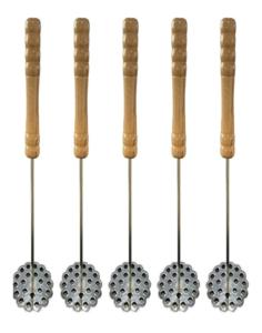 Ensemble de presse-purée en acier inoxydable portable 5 pièces-outil de cuisine manuel avec manche en bois pour écraser les légumes, les fruits - Product Image 2