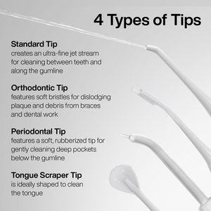AquaSonic Icon <b>Water</b> <b>Flosser</b> Replacement Tips - 5 Tips, 4 Types: Standard, Periodontal, Orthodontic & Tongue Scraper - Genuine - Product Image 5