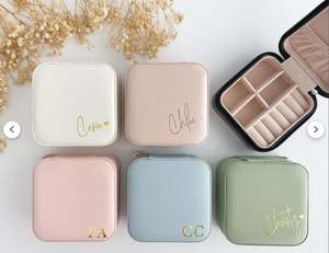 Venta superior nuevo Retro cuadrado cuero bordado joyero organizador viaje avanzado multifuncional lápiz labial caja de almacenamiento - Product Image 3