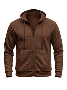 Veste à capuche zippée personnalisée pour homme, sweat-shirt décontracté à manches longues avec poche avant pratique, vêtements en gros - Product Image 6
