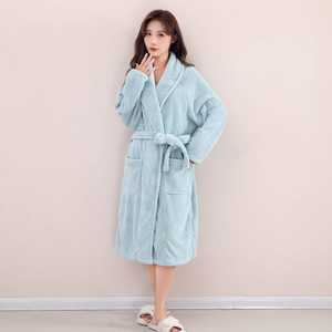 เสื้อคลุมอาบน้ำคอตตอนเทอร์รี่มีฮู้ดสำหรับผู้หญิงเสื้อคลุมอาบน้ำทำจากผ้าขนสัตว์เนื้อกระต่ายปิดสีขาวสำหรับผู้ชาย - Product Image 2