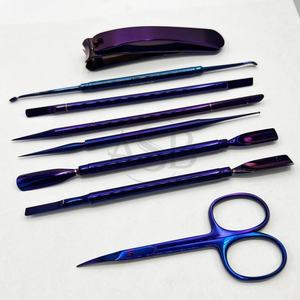 High Quality Sustainable Stainless Steel Purple Plasma Manicure <b>Pedicure</b> Nail Art Tool <b>Set</b> Custom Logo Dead Skin Cuticle Pusher - Product Image 1