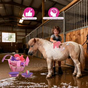Kit de herramientas de aseo de caballos con logotipo personalizado al por mayor, juego de varias piezas para el cuidado de los equinos, mango de bambú ecológico para caballos - Product Image 2