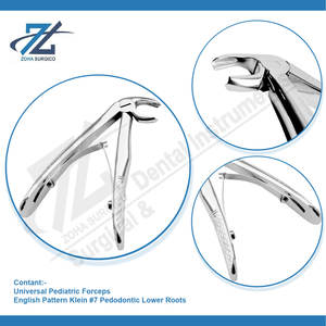 Fórceps de extracción de bebés Patrón inglés Klein #7 Raíces inferiores pedodónticas Calidad alemana Starnderd Conjunto dental Instrumentos quirúrgicos - Product Image 4