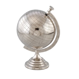 Globe décoratif de bureau d'artisanat en métal unique fini antique argenté pour l'école Globe rotatif décoratif de maison de Noël - Product Image 1