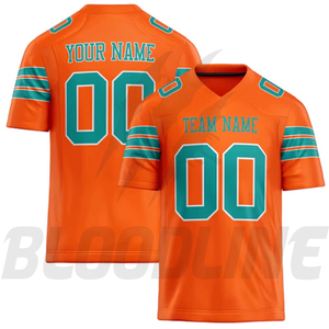 Camiseta de Fútbol Personalizada Naranja para Hombre, Transpirable, de Poliéster, con Impresión por Sublimación, Nombre del Equipo, Número, BLOODLINE OEM, Fusión sin Costuras - Product Image 3