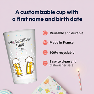 Gobelet personnalisé pour fête d'anniversaire |   Mug personnalisé avec photo |   Plastique écologique sans BPA |   Compatible micro-ondes |   Pas de quantité minimale |   Fabriqué - Product Image 2