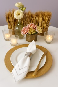 Black metal charger plate complemented by a free decorative napkin ring ideal for upscale <b>table</b> settings and kitchen collections - Product Image 6