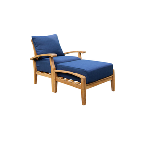 Conjunto Moderno de Sillón y Otomana de Madera de Teca Sólida para Exteriores, Patio, Jardín, Hotel, Resort, Sillón Reclinable con Cojines - Product Image 1