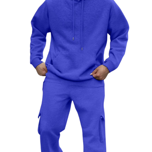 ชุดวอร์มผ้าฟลีซสำหรับผู้ชายชุดวอร์มมีฮู้ดและคาร์โก้กางเกงวอร์มลำลองให้ความอบอุ่นสำหรับฤดูหนาวชุดออกกำลังกายยิมวิ่งขายส่ง - Product Image 5