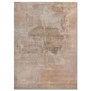 Alfombra Entropy Ivory de Lana y Seda de Bambú Anudada a Mano AKWB-13048, Abstracta, para Dormitorio o Pasillo, Rectangular de 10 mm para el Suelo del Hogar - Product Image 1