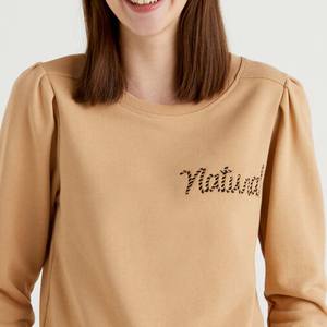 Sudaderas informales de alta calidad para mujer 100% algodón invierno otoño moda logotipo personalizado insignia frontal de cristal con lentejuelas - Product Image 6