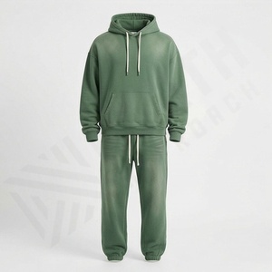 Ensemble survêtement sportif avec logo personnalisé, sweat à capuche zippé, pantalon baggy, lavage à l'acide, impression DTG complète, broderie 3D, patch, tenue de sport - Product Image 1