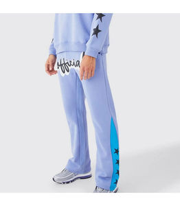 Ensemble de pantalons vieillis personnalisés pour hommes, survêtement bleu délavé au soleil et à l'acide, survêtement à capuche et pantalon de survêtement évasé pour hommes, survêtement - Product Image 2