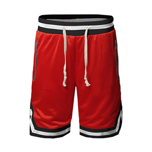 Men's Mesh Basketball Shorts Black Red Green Drawstring Waist Breathable Summer Training Wear with Side Pockets - Product Image 6