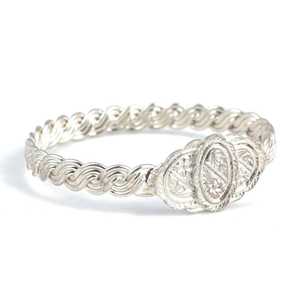 925 Sterling Silver Three-<b>Wire</b> <b>Flower</b> Pattern Bracelet with Oval Stone Twisted Design - Product Image 2