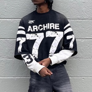 Custom 300g Cotton Top Oversize Boxy T-<b>Shirts</b> Graphic Screen Print Double Layer Long Sleeves <b>Waffle</b> Thermal Camo T <b>Shirt</b> for Men - Product Image 1