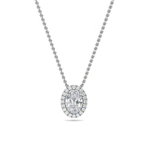 Colgante de Diamante de Corte Ovalado con Halo Simple, Diamante Cultivado en Laboratorio de 0.50 Ct en Platino, para Ocasiones Especiales y Fiestas - Product Image 2