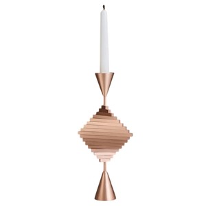 Ensemble de 2 bougeoirs en métal doré rose de qualité supérieure, décoration de table pour mariage et fête à domicile, fournisseur en gros - Product Image 2
