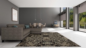 Alfombras de área de patrón abstracto de estilo persa de lana anudada a mano de pelo alto y juegos de sala de estar - Product Image 2