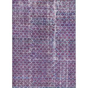 Tapis en laine vintage 9x12 de style chinois traditionnel, rose et violet, noué à la main, motif géométrique pour la maison et le couloir Pae-2132(Em) - Product Image 1