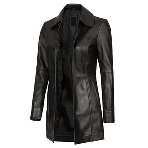 Abrigos de Cuero Genuino Casuales y Transpirables para Mujer, Diseño Vintage a Prueba de Viento con Logotipo, Venta al Por Mayor - Product Image 2