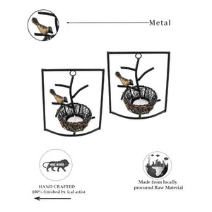 Support de lumière de thé de mur en métal oiseau avec la conception de nid pour l'oiseau de charme rustique et le support de lumière de thé de mur en métal de nid - Product Image 4