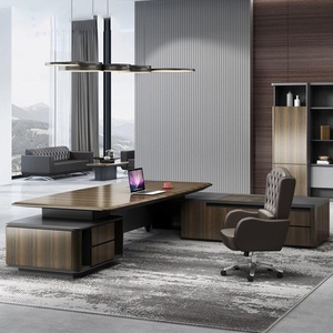 Modern Luxury Wooden Executive <b>Desk</b> and Chair Set Premium Minimalist CEO President Office Table with Designer Ergonomic Computer - Product Image 4