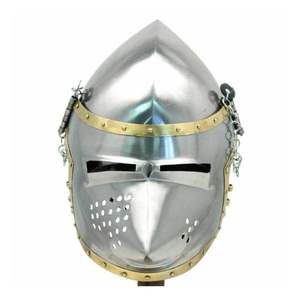 Casque en métal Armure de chevalier médiéval Conception en acier durable Équipement de protection de reproduction historique authentique pour Cosplay - Product Image 1