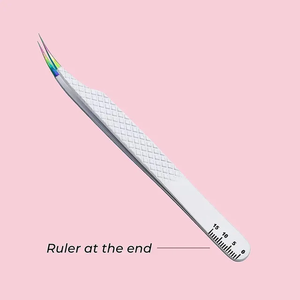 Professional High Quality Stainless Steel Fiber Tip Tweezers <b>Ruler</b> End Eyelash Tweezers Set Lash 90 Degree Comfortable Tweezers - Product Image 3