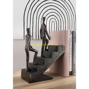Sujetalibros de escalera abstracta dorada, soporte de libro moderno con figuras de escalada, escultura decorativa, sujetalibros para estante de escritorio de oficina en casa - Product Image 2