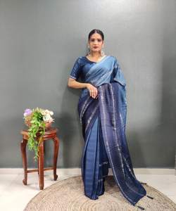Sari Silk prêt à porter vêtements de mariage de fête indiens en prix de gros broderie traditionnelle travail banarasi khadi - Product Image 1