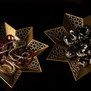 Décorations de Noël et du Ramadan en métal plaqué or moderne Plateaux de service en forme de rectangle avec dates coupées pour le dessert - Product Image 4