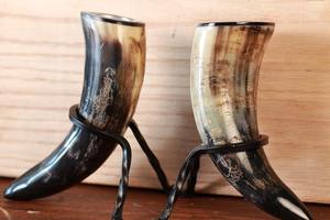 Hot Selling Best Quality of Viking Ox Horn <b>Tealight</b> <b>Candle</b> Holder Set with Metal Stand Set - Product Image 4