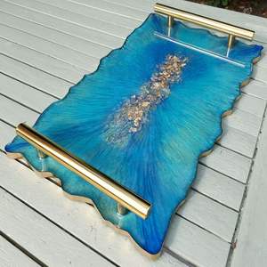 Unique Handmade Resin Tray for Living Room <b>Coffee</b> <b>Table</b> Tableware Beverages Snacks Decorative Items-Multifunctional Sustainable - Product Image 6