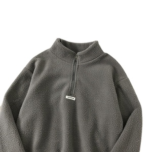 Pull-over à col roulé Sherpa personnalisé avec poche en polaire Sweat-shirt Sherpa épais avec logo personnalisé Automne Hiver Demi-fermeture éclair Chaud pour femme - Product Image 6