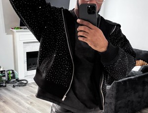 Vente en gros OEM personnalisé LOGO intégral zippé vierge avec strass pull pour homme veste à capuche sweat à capuche zippé pour homme - Product Image 2