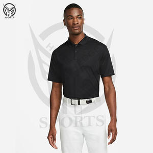 Relaxed Standard Fit 2-Button Placket <b>Black</b> Solid Knitted Quick Dry Performance Golf for <b>Shirt</b> for <b>Men</b> - Product Image 2