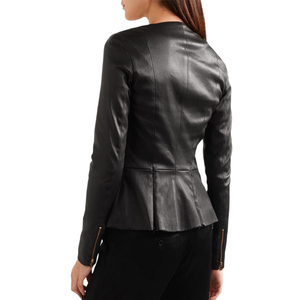 Chaqueta de cuero genuino para mujer de estilo callejero, diseño personalizado duradero con cremallera, chaquetas de invierno para mujer - Product Image 3