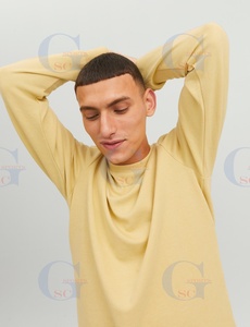 Sudadera de algodón de alta calidad con cuello redondo, color liso con logotipos personalizados y diseño de marca, camisas de manga larga de último diseño - Product Image 6