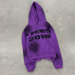 เสื้อฮู้ดผ้าคอตตอนมีซิปลายพระอาทิตย์จางหายไปวินเทจ - Product Image 3