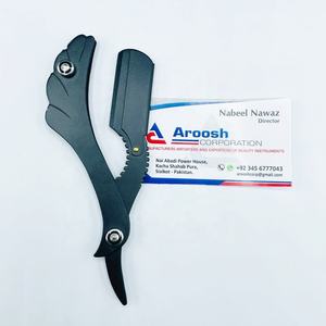 Rasoir droit professionnel pour barbier, logo personnalisé, revêtement noir, avec verrouillage oscillant, fonction de sécurité manuelle pour le rasage des cheveux et des aisselles - Product Image 4