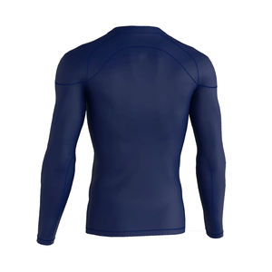 Venta al por mayor de camisas transpirables de compresión de fitness para los hombres de color personalizado de poliéster Spandex O cuello manga larga Rash Guards - Product Image 2