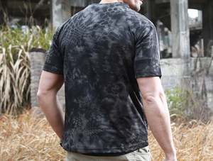 T-shirt respirant en tissu piqué pour hommes, col rond, camouflage tactique, séchage rapide, randonnée, chasse, entraînement - Product Image 4