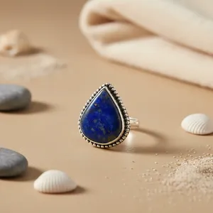 925 Silver Teardrop Gemstone <b>Ring</b> for Women Fashion Layered Necklaces with <b>Lapis</b> <b>Lazuli</b> - Product Image 3