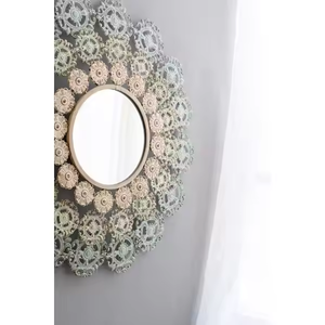 Espejo de pared de Metal chapado redondeado de diseño, Marco colgante de arte de pared de estilo único para sala de estar, Navidad - Product Image 4