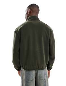 Custom Logo Embroidered Winter 100% Cotton Zip up Sweater Sweatshirt Pullover Polyester Sherpa Polar Fleece Hoodies Men <b>Jacket</b> - Product Image 2