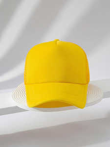 Gorra de béisbol estilo camionero real de 6 paneles de alta calidad personalizada al por mayor, sombrero perforado de pana impermeable comodidad de color amarillo - Product Image 5