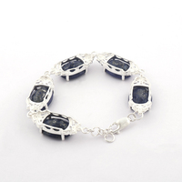 Bijoux afghans bracelet à maillons en lapis-lazuli naturel multi ovales en argent sterling 925 bijoux unisexes bracelet ethnique spirituel